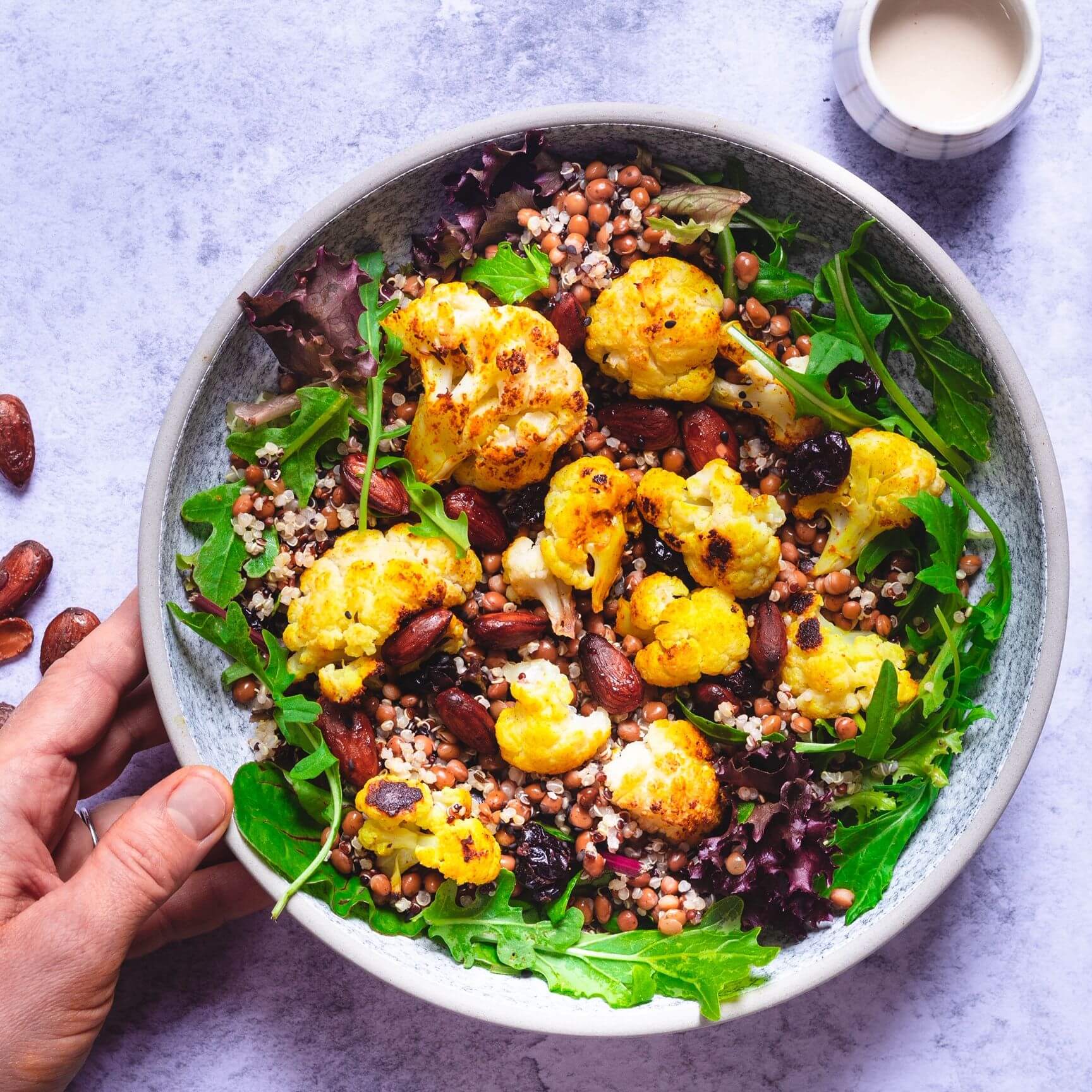 Herb Salt Crusted Cauliflower Beluga Lentil Salad - sides & salads recipe by Carolyn Cohen