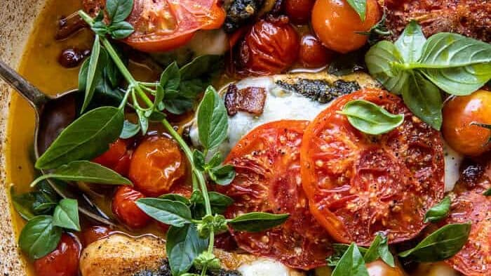 Crispy Oven-Baked Pesto Polenta Caprese Stacks - dessert recipe by Carolyn Cohen