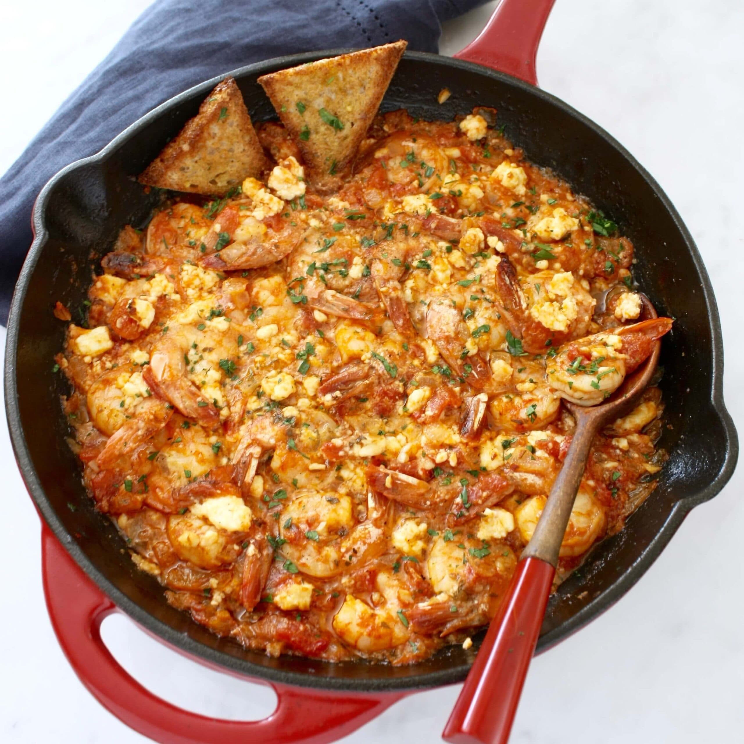 Skillet Shrimp Saganaki - fish recipe by Carolyn Cohen