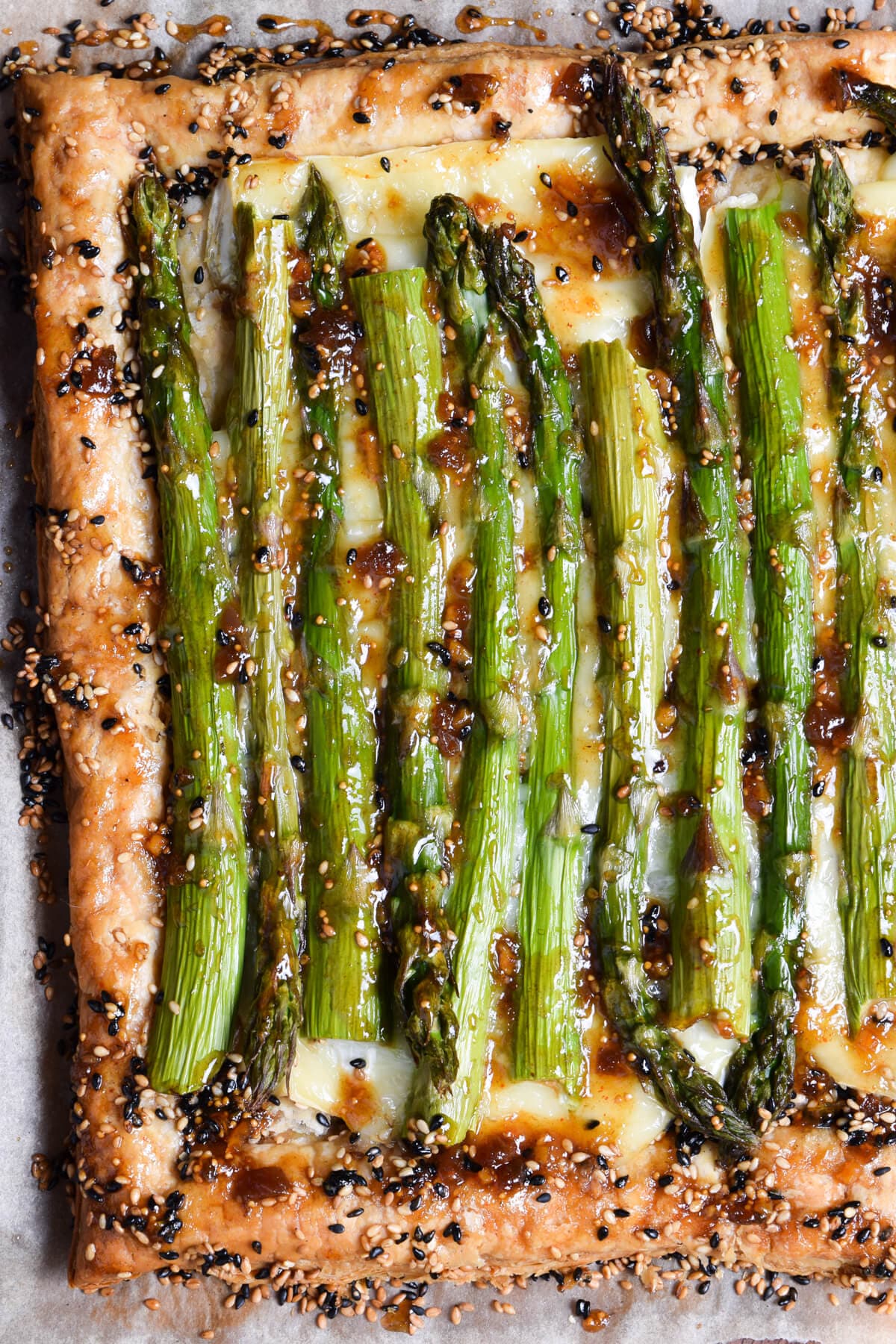 Asparagus and Brie Tart with Fig and Sesame