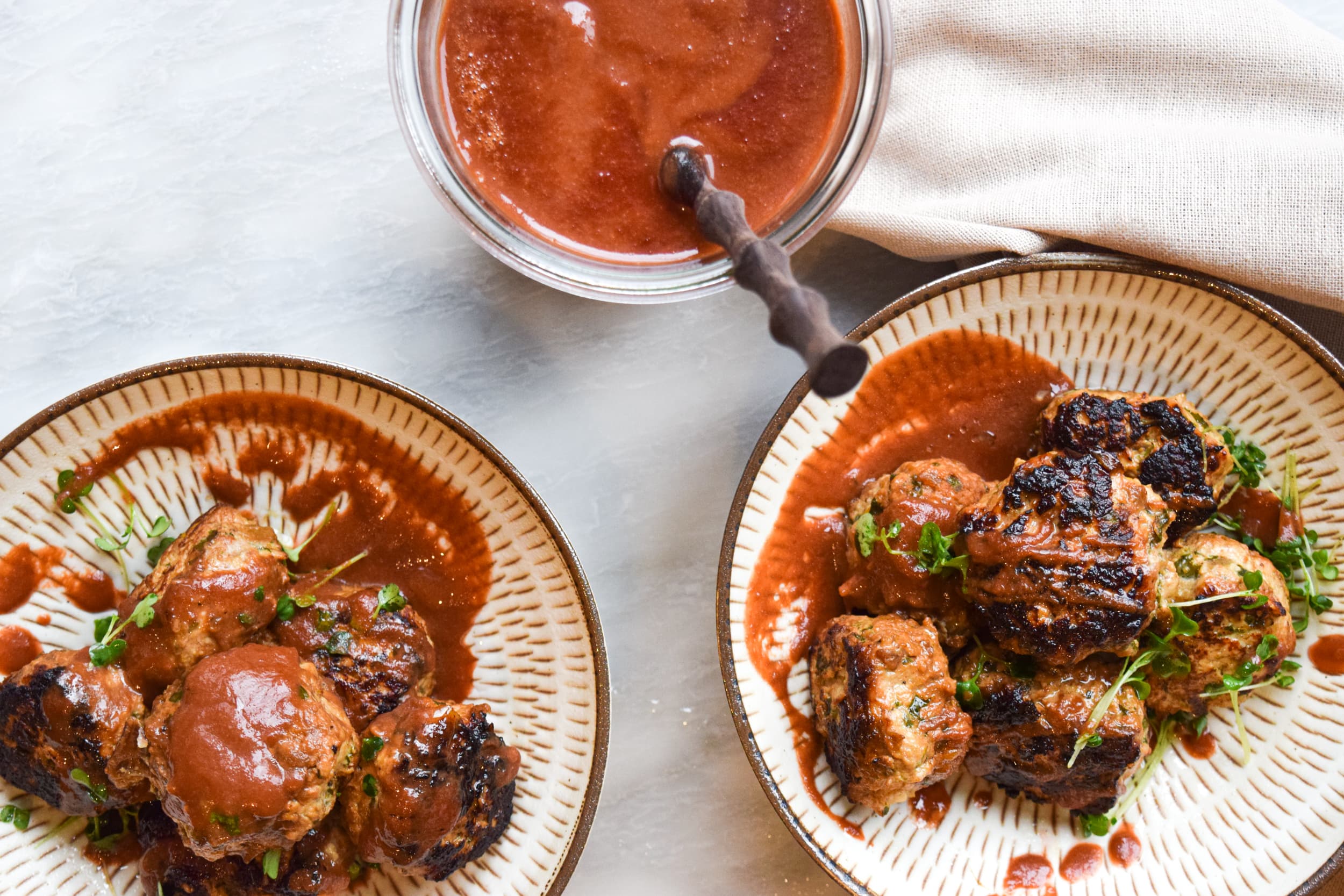 Baked Chicken Meatballs with Sweet Potato and Spinach