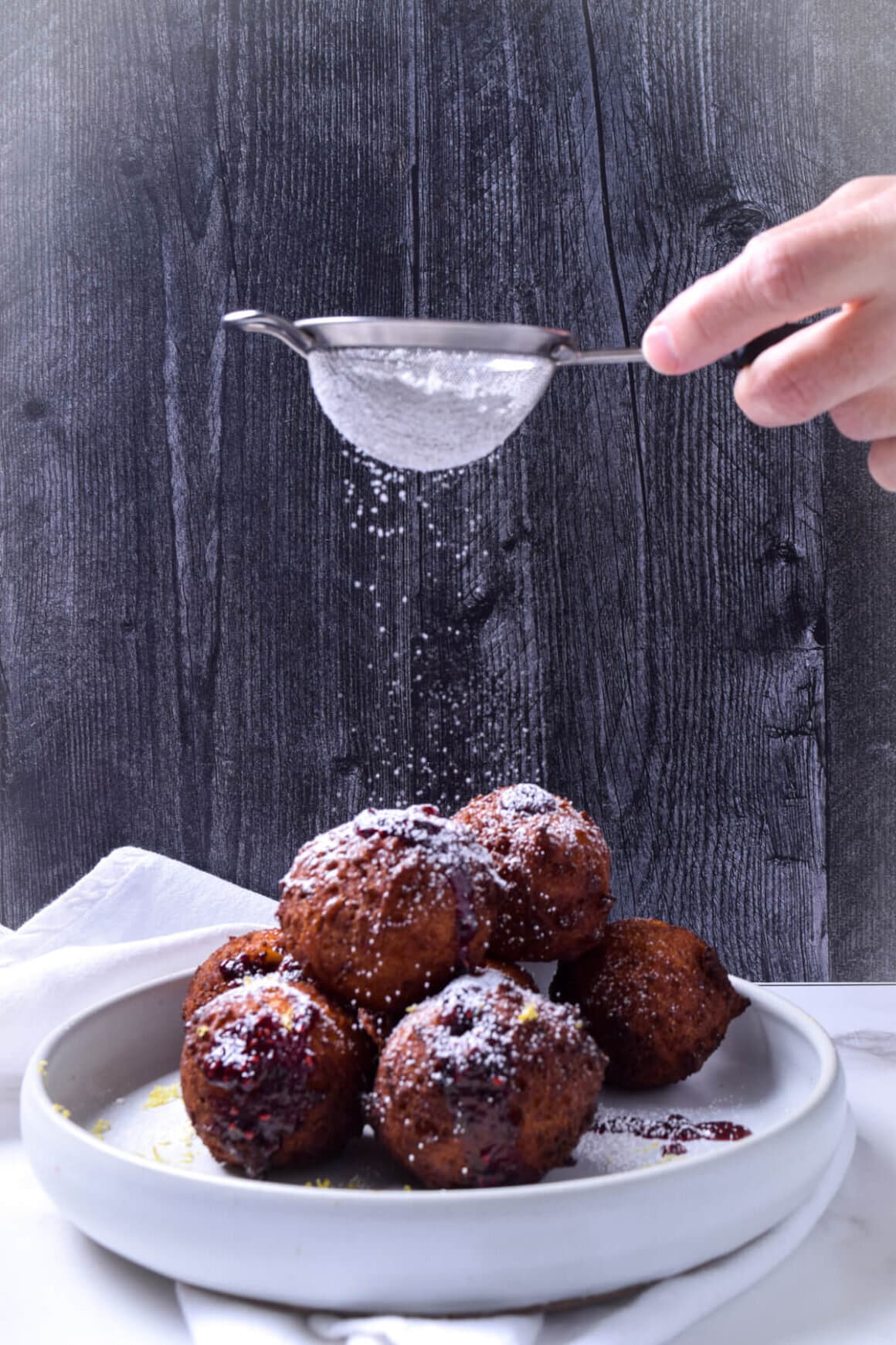 Lemon, Ricotta, Raspberry Stuffed Fritters