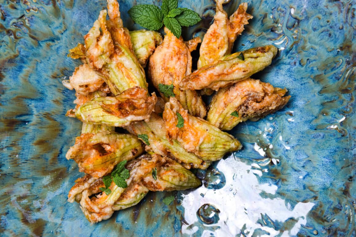 Lemony Ricotta Stuffed Zucchini Flowers