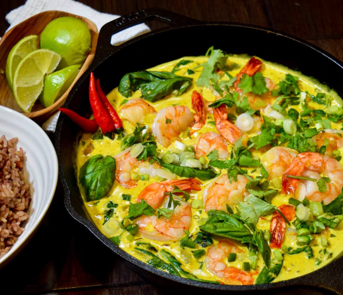 Thai Coconut Curry Fish, Seafood, Chicken or Tofu with Rice