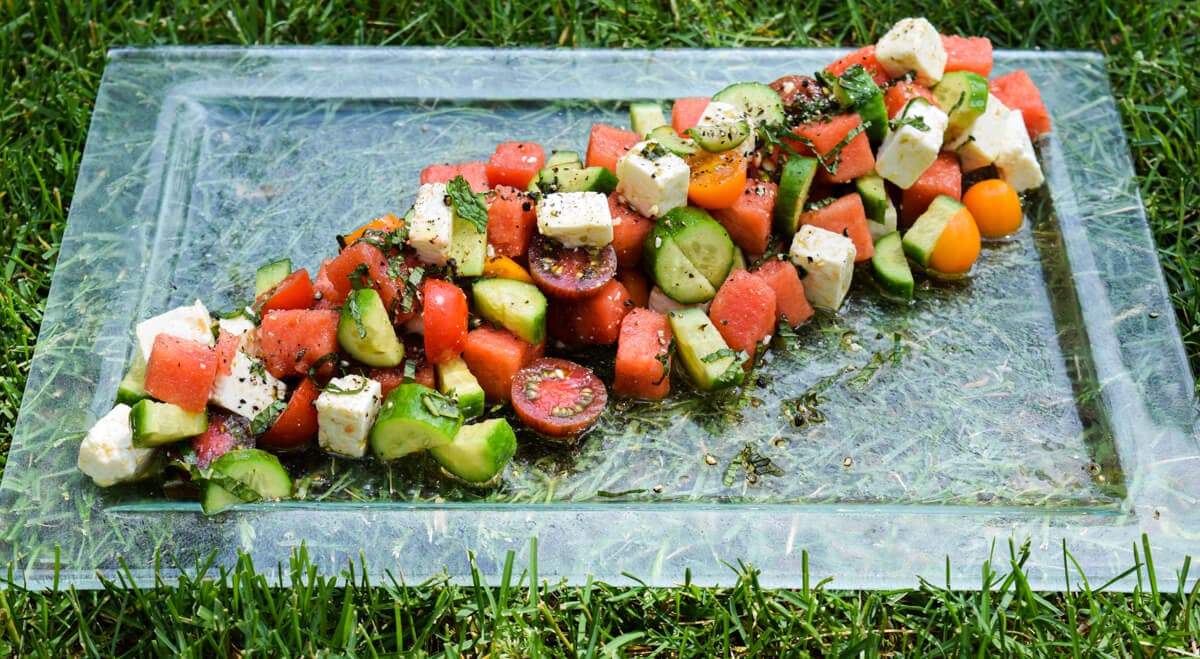 Watermelon, Feta, Tomato and Cucumber - I Love Summer Salad