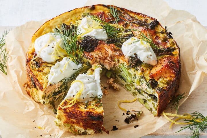 Healthy Crustless Smoked Salmon Vegetable Quiche