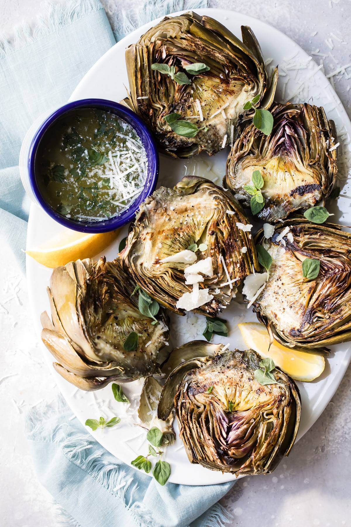 Grilled Artichokes with Minted Aioli - condiments and dressings recipe by Carolyn Cohen