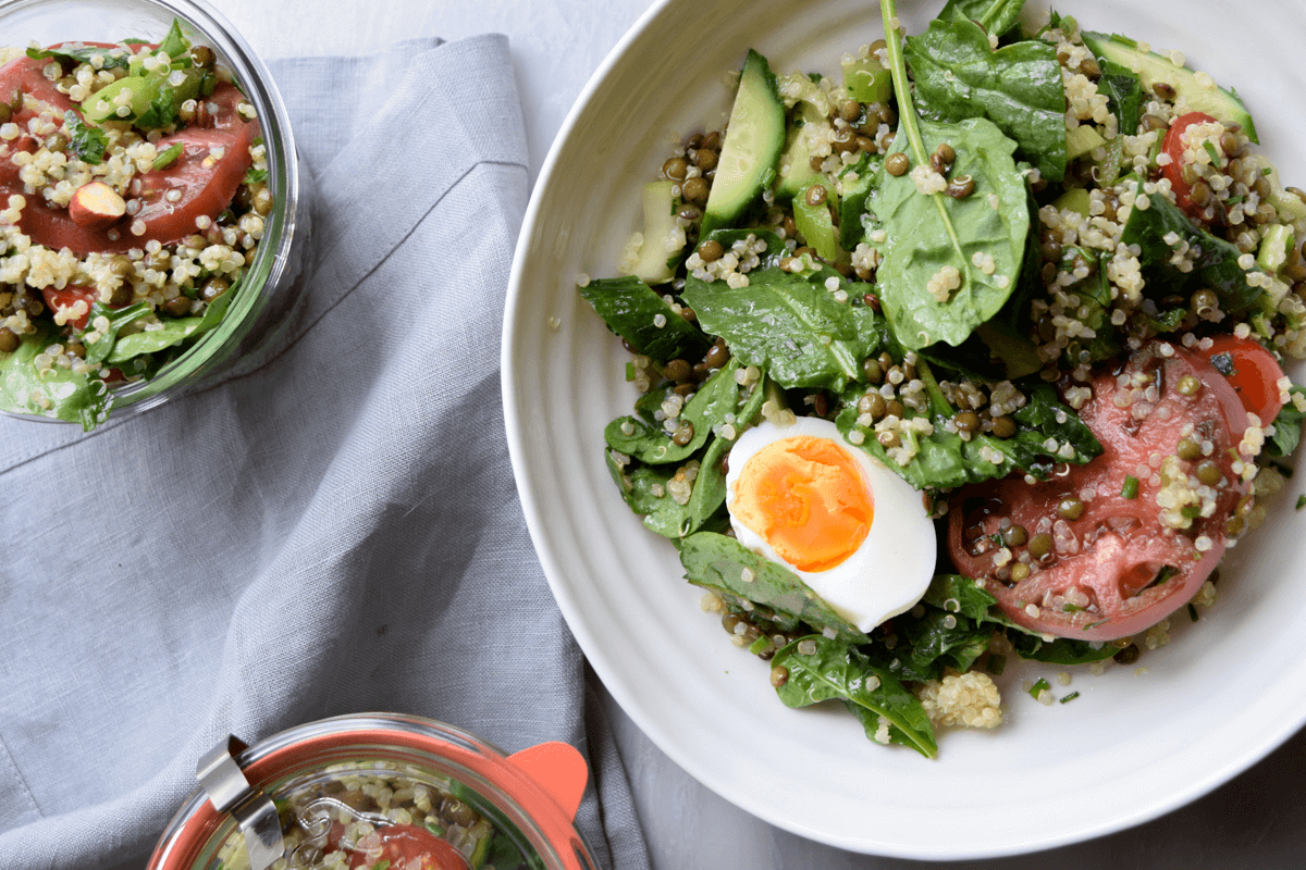 Loaded Lemony Quinoa Bowl with the 8-Minute Egg